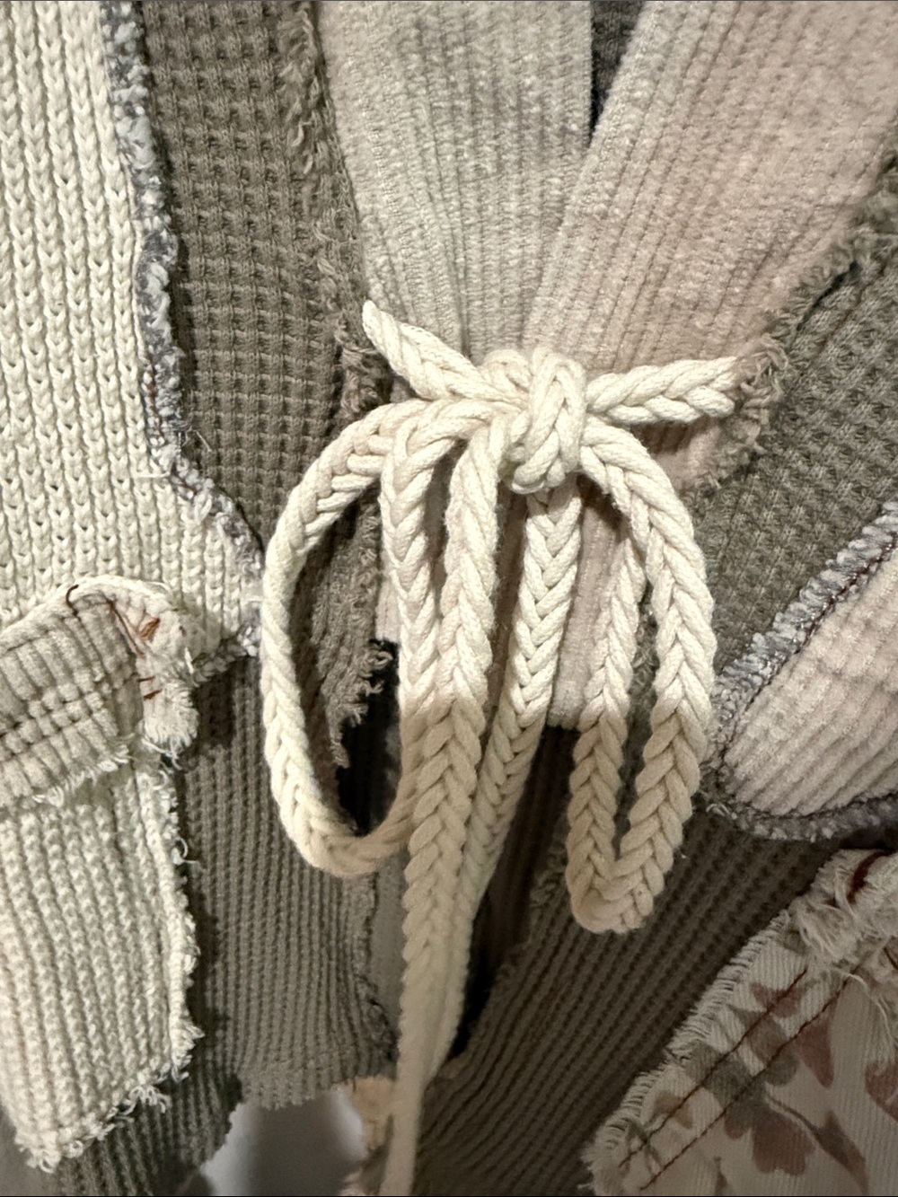 POL Olive & Cream Waffle-Knit Tie-Front Cardigan - Picture 3 of 6